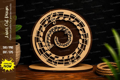 Music Notes Spiral Mandala Laser Cut Svg Design SVG Regulrcrative 