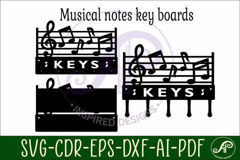 Music notes straight Key holder designs for wood and metal SVG APInspireddesigns 