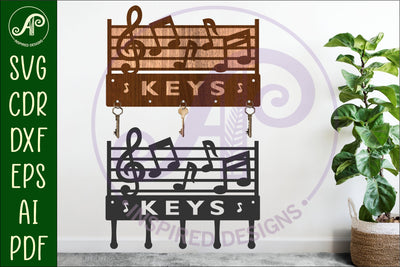 Music notes straight Key holder designs for wood and metal SVG APInspireddesigns 