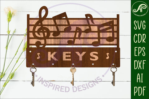 Music notes straight Key holder designs for wood and metal SVG APInspireddesigns 