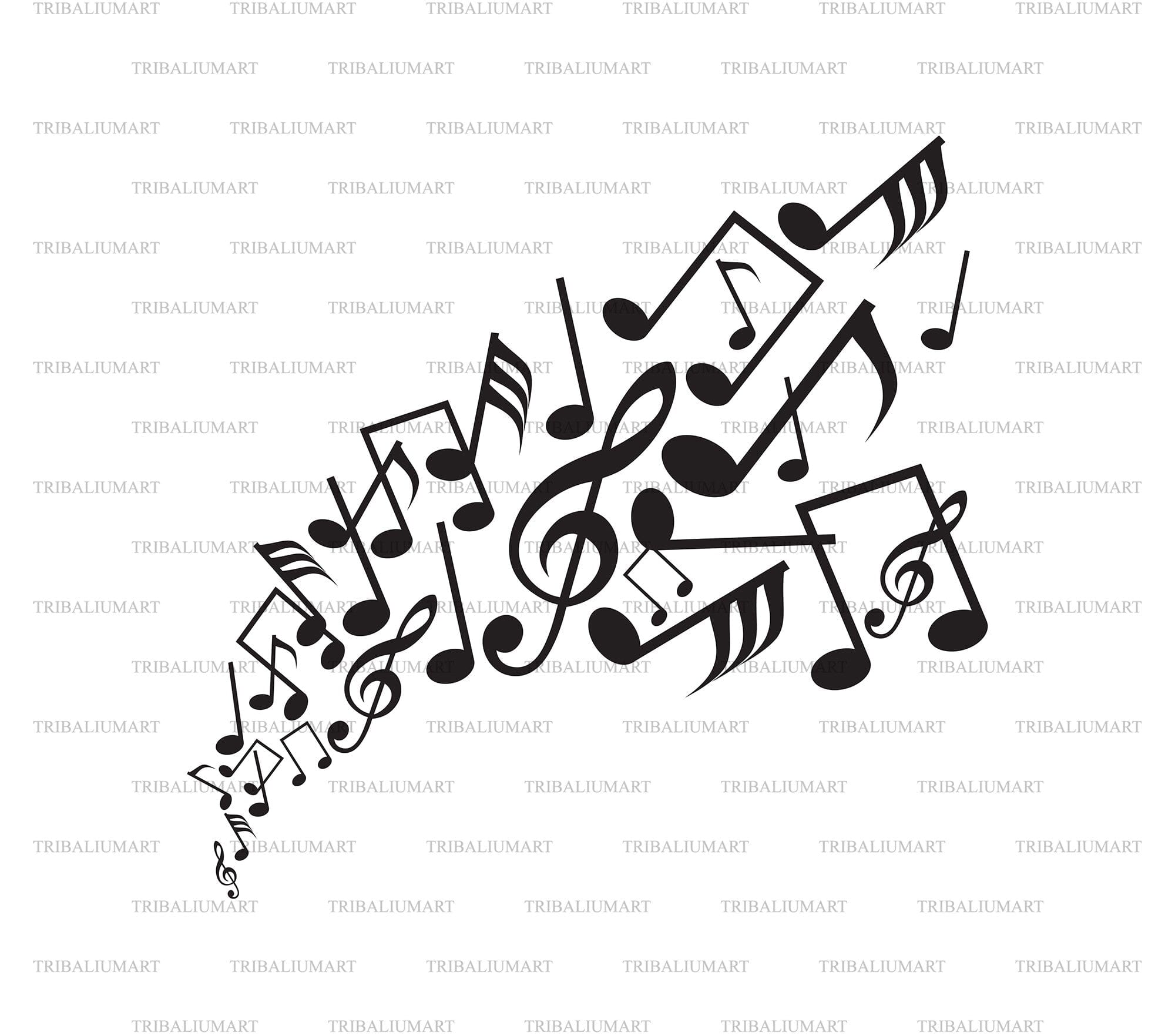 Music notes. Cut files for Cricut. Clip Art silhouette (eps, svg, pdf ...