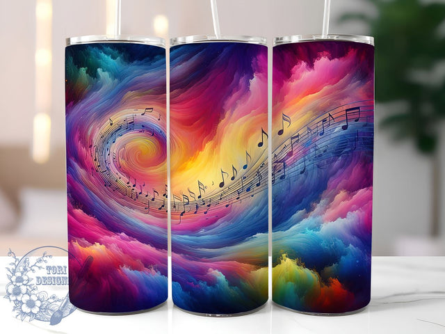 Music Notes Tumbler, 20oz Sublimation Design, Digital Download, Music Lover Gift, Tumbler Wrap, High-Resolution PNG, Creative Drinkware Sublimation ToriDesigns 