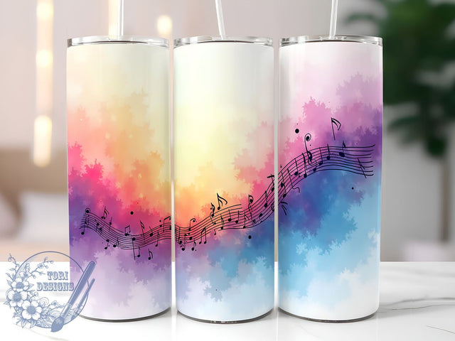 Music Notes Tumbler, 20oz Sublimation Design, Digital Download, Music Lover Gift, Tumbler Wrap, High-Resolution PNG, Creative Drinkware Sublimation ToriDesigns 