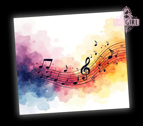 Music Notes Tumbler, 20oz Tumbler Wrap, Sublimation PNG, Digital Download, Gift for Music Lovers, Music Theme Tumbler, Printable Tumbler Design Sublimation SvggirlplusArt 