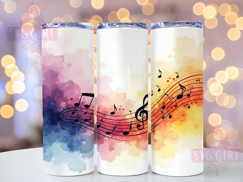 Music Notes Tumbler, 20oz Tumbler Wrap, Sublimation PNG, Digital Download, Gift for Music Lovers, Music Theme Tumbler, Printable Tumbler Design Sublimation SvggirlplusArt 