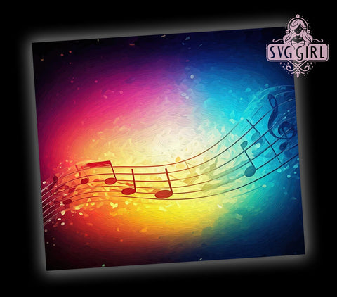 Music Notes Tumbler, 20oz Tumbler Wrap, Sublimation PNG, Digital Download, Gift for Music Lovers, Music Theme Tumbler, Printable Tumbler Design Sublimation SvggirlplusArt 