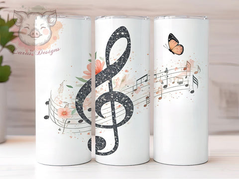 Music Notes Tumbler, Musical Design, 20oz Tumbler Wrap, Music Lover Gift, Sublimation PNG, Song Lyrics Decor, Band Gift, Digital Download Sublimation Lara' s Designs 