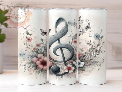 Music Notes Tumbler, Musical Design, 20oz Tumbler Wrap, Music Lover Gift, Sublimation PNG, Song Lyrics Decor, Band Gift, Digital Download Sublimation Lara' s Designs 