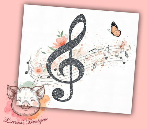 Music Notes Tumbler, Musical Design, 20oz Tumbler Wrap, Music Lover Gift, Sublimation PNG, Song Lyrics Decor, Band Gift, Digital Download Sublimation Lara' s Designs 