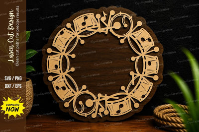 Music Notes Wreath Frame Laser Cut SVG File SVG Regulrcrative 