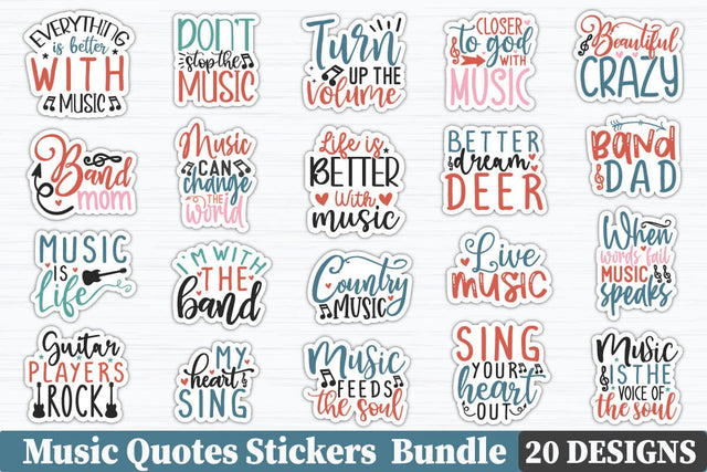 Music Quotes Stickers Bundle SVG akazaddesign 