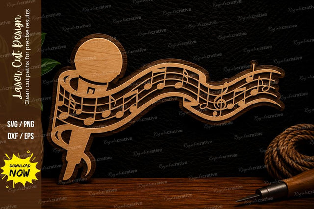 Music Ribbon Laser Cut Svg Design SVG Regulrcrative 