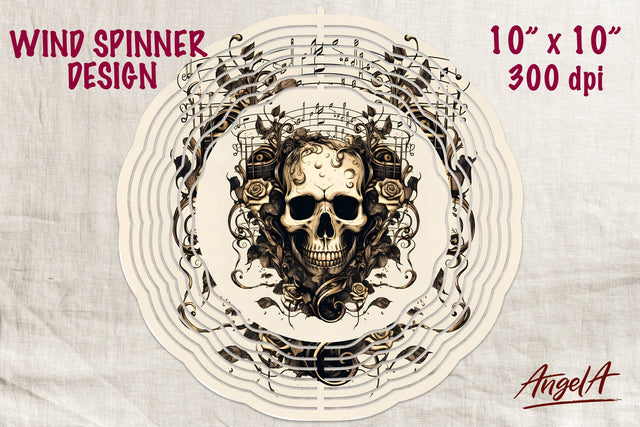 Music Skull wind spinner / gothic wind spinner sublimation, Sublimation Angelina Semenova 