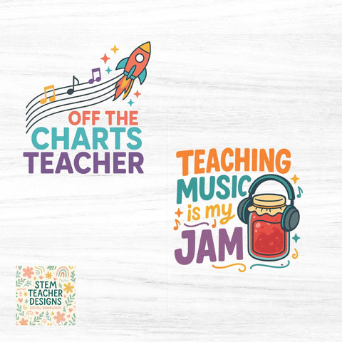 Music Teacher Clipart – PNG Bundle for Classroom and Crafts Sublimation The STEM Teacher 