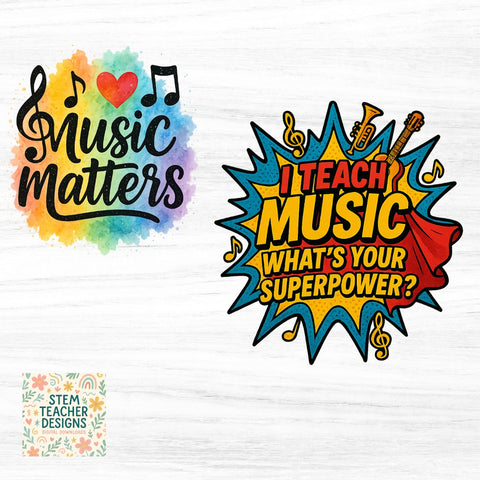 Music Teacher Clipart – PNG Bundle for Classroom and Crafts Sublimation The STEM Teacher 