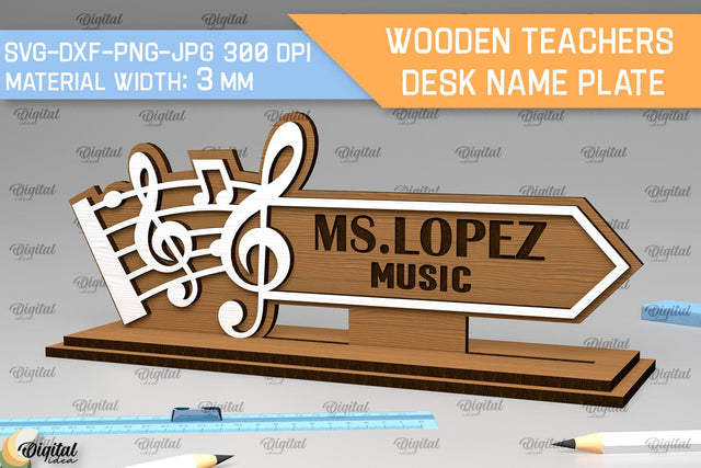 Music Teacher Desk Name Plate Laser Cut. Desk Sign SVG SVG Evgenyia Guschina 
