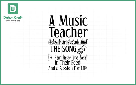 Music Teacher SVG – Heart & Beat Quote SVG PNG & EPS V18 SVG dahukdesign 