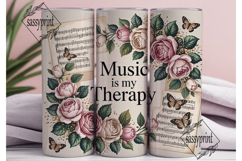 Music Therapy 20oz Tumbler Wrap Sublimation sassyprint 