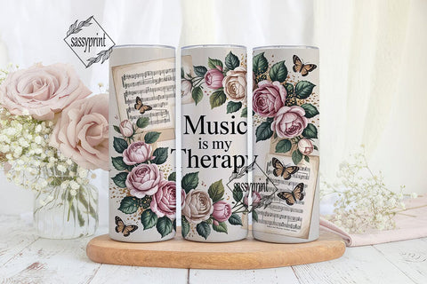 Music Therapy 20oz Tumbler Wrap Sublimation sassyprint 