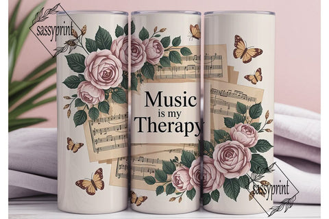 Music Therapy 20oz Tumbler Wrap Sublimation sassyprint 