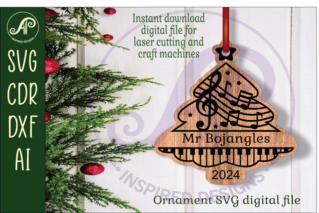 Music tree Christmas Ornament SVG laser cut SVG APInspireddesigns 
