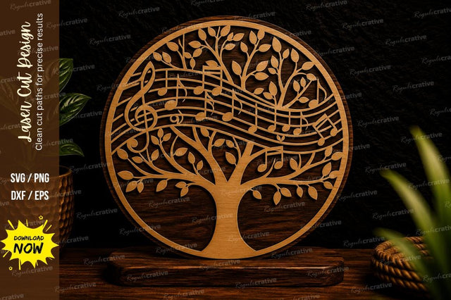 Music Tree Of Life Laser Cut Svg Design SVG Regulrcrative 