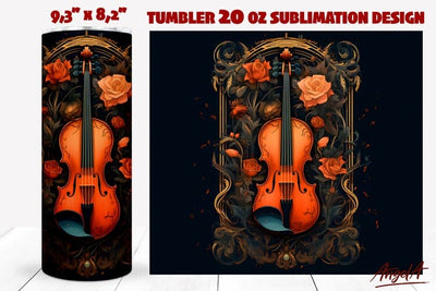Music tumbler / Gothic tumbler wrap / violin / vintage Sublimation Angelina Semenova 