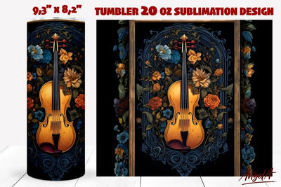 Music tumbler / Gothic tumbler wrap / violin / vintage Sublimation Angelina Semenova 