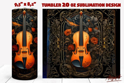 Music tumbler / Gothic tumbler wrap / violin / vintage Sublimation Angelina Semenova 