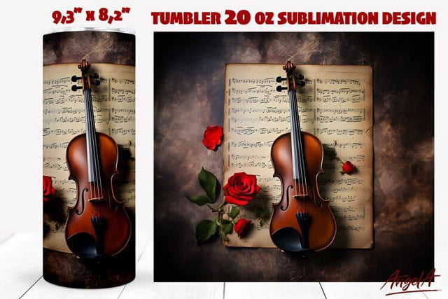 Music tumbler wrap / violin/ music tumbler / music notes Sublimation Angelina Semenova 