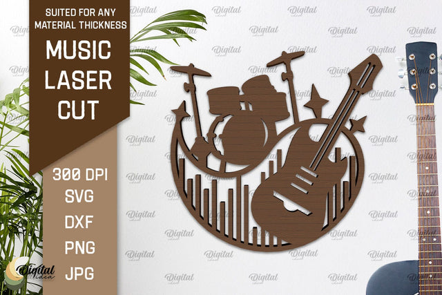 Music Wall Decor Laser Cut. Wooden Music Sign SVG SVG Evgenyia Guschina 