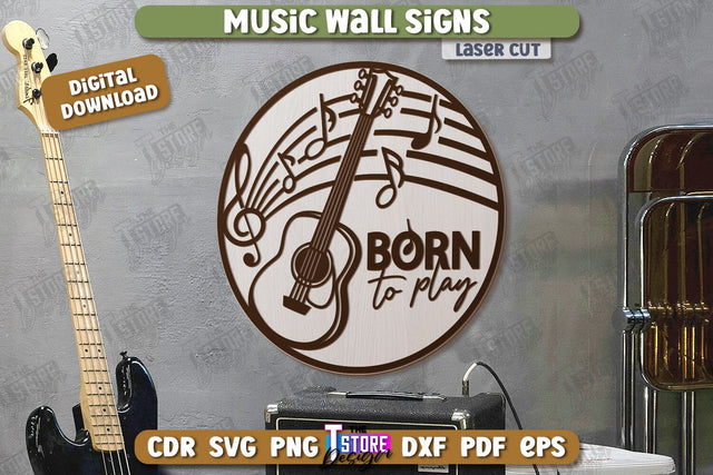 Music Wall Sign Laser Cut | Round Sign | 3D Home Wall Decor | CNC File SVG The T Store Design 