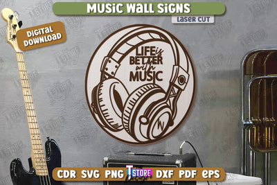 Music Wall Sign Laser Cut | Round Sign | 3D Home Wall Decor | CNC File SVG The T Store Design 