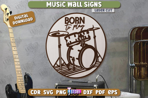 Music Wall Signs Laser Cut Bundle | Round Sign | 3D Home Wall Decor | CNC Files SVG The T Store Design 