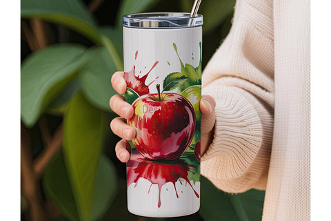 Musical Apples & Cherries Tumbler Wrap Sublimation DesignSVG 