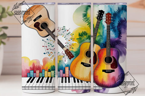 Musical Cityscape 20oz Tumbler Wrap Sublimation sassyprint 