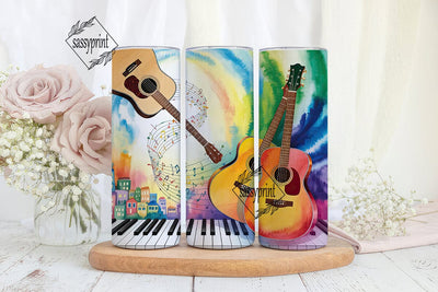 Musical Cityscape 20oz Tumbler Wrap Sublimation sassyprint 