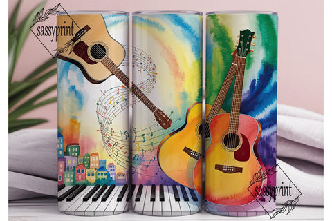 Musical Cityscape 20oz Tumbler Wrap Sublimation sassyprint 
