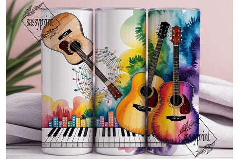 Musical Cityscape 20oz Tumbler Wrap Sublimation sassyprint 