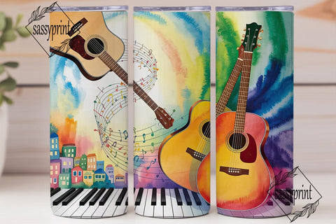 Musical Cityscape 20oz Tumbler Wrap Sublimation sassyprint 