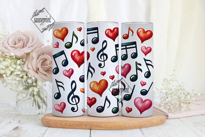 Musical Hearts 20oz Tumbler Wrap Sublimation sassyprint 