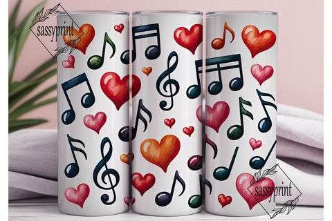 Musical Hearts 20oz Tumbler Wrap Sublimation sassyprint 