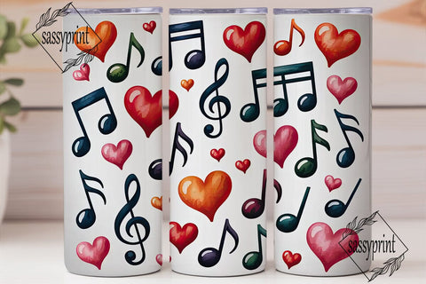 Musical Hearts 20oz Tumbler Wrap Sublimation sassyprint 