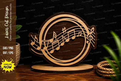 Musical Melody Circle Laser Cut Svg Design SVG Regulrcrative 