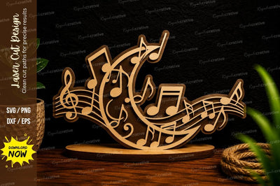 Musical Moon Notes Laser Cut Svg Design SVG Regulrcrative 