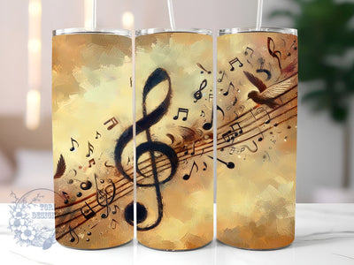 Musical Notes 20oz Skinny Tumbler, Musical Tumbler Png, Straight & Tapered Tumbler Wrap, Instant Digital Download Sublimation ToriDesigns 