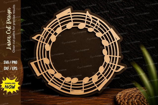 Musical Notes Border Frame Laser Cut Svg Design SVG Regulrcrative 