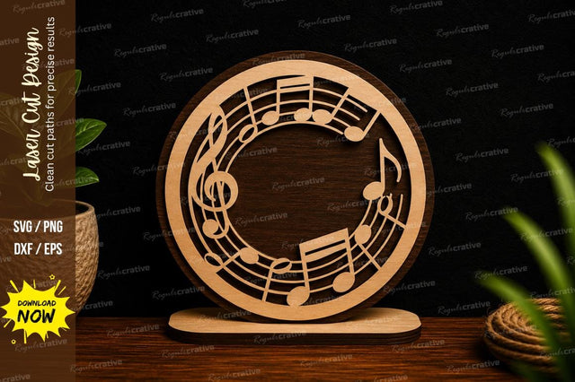 Musical Notes Circle Frame Laser Cut Svg Design SVG Regulrcrative 