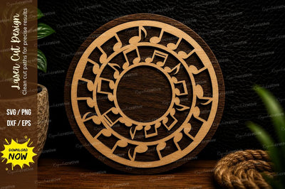 Musical Notes Circle Mandala Laser Cut Svg Design SVG Regulrcrative 