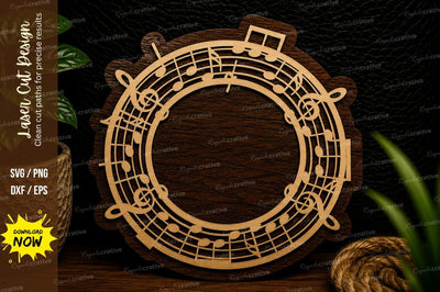 Musical Notes Circular Frame Laser Cut Svg Design SVG Regulrcrative 